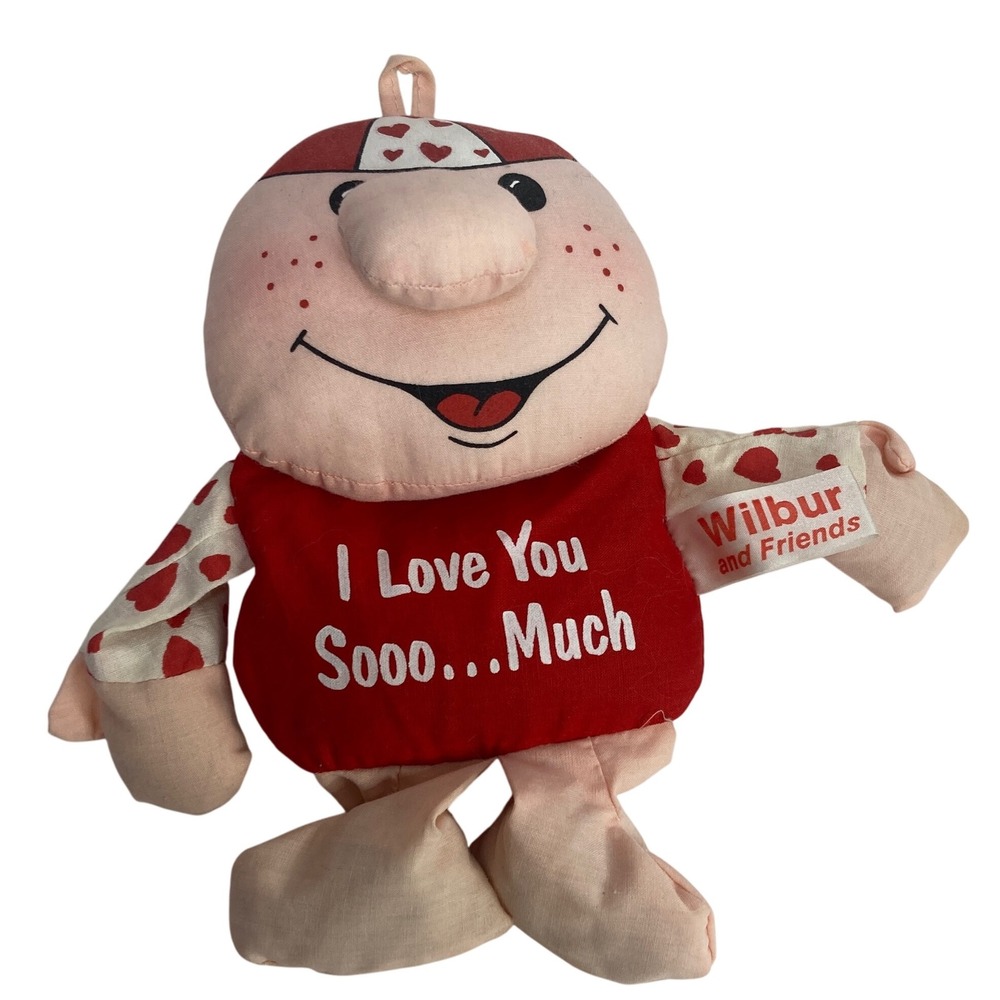 Wilbur and Friends Valentine Plush Doll‎ I Love You Sooo Much Red White 9"